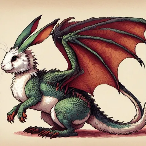 rabbit-dragon hybrid <lora:[XL]Dragon_blood:1>