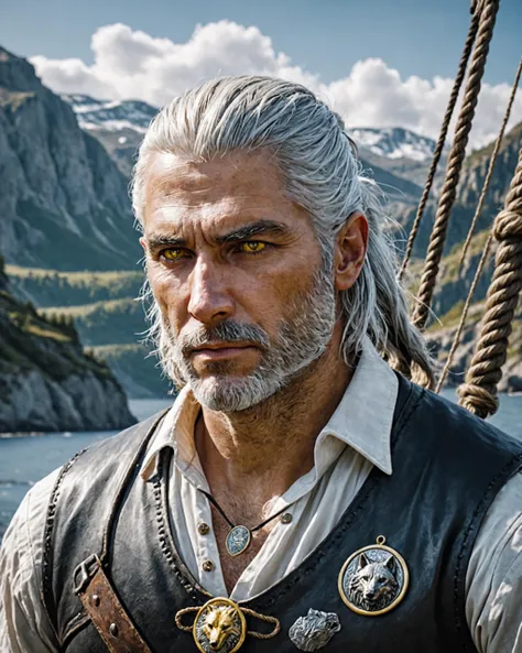 <lora:geraltW3:0.6>, geralt_soul3142, 1man, beard, sitting, bar, liquor, alcohol, <lora:add_detail:0.5>