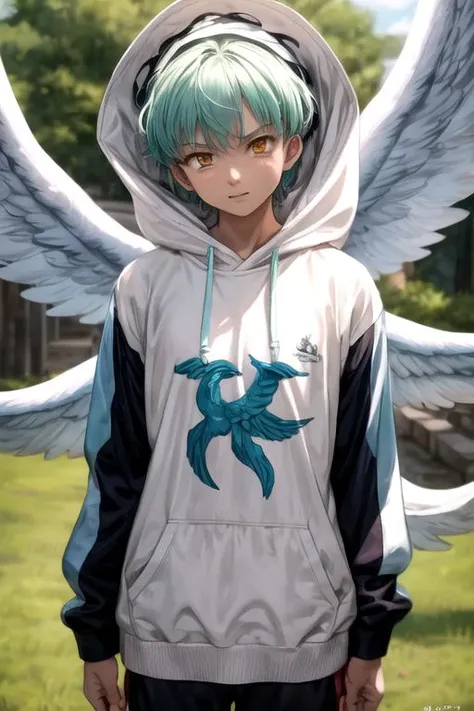 masterpiece, best quality, high quality, 1boy, solo, male focus, looking at viewer, , , <lora:sariel_nanatsu_no_taizai:0.76>, sariel_nanatsu_no_taizai, , , hood, sportswear