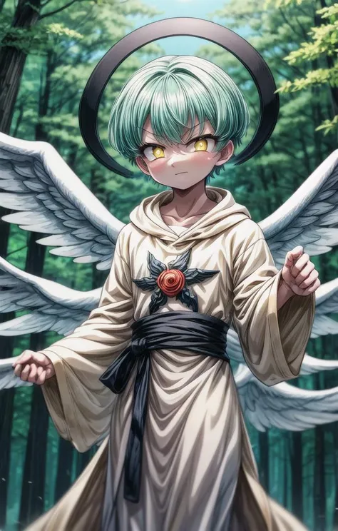 (1 boy:1.6),more details in eyes,cute,looking at viewer, adorabel boy,cute face,details sky,handsome,young,juvenile, introvert,evil,sadistic sneer, ((masterpiece:1.4,best quality)),multiple details, eyeshadow,sfw,(full shoot:1.8),(short hair:1.4), <lora:sariel_nanatsu_no_taizai:0.7>,lora:add_detail:0.8>, <lora:more_details:0.6>,(forest:1.4), standing, long white robe
sariel_nanatsu_no_taizai, yellow eyes,aqua hair, (angel wings:0.4), <lora:眼睛双:0.8>, <lora:tangbohu-detailer_1.0:0.2>, <lora:depth:0.5> <lora:lihui4JXK-b2-bf16-128-128-1-re1-ep3-768-DA-5015fix:0.3>