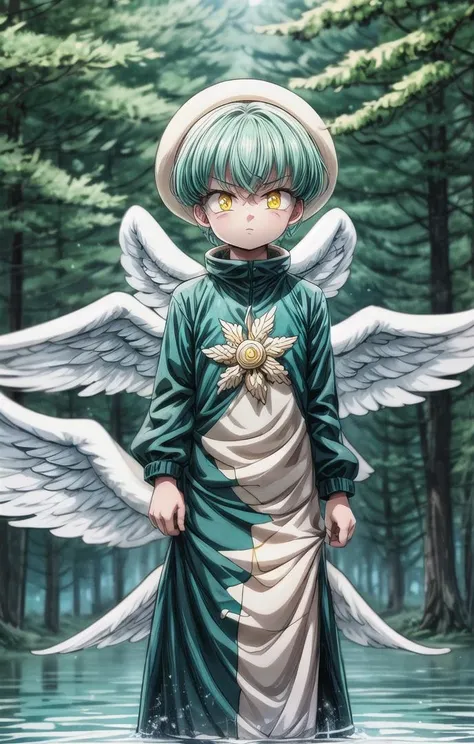 1 boy,more details in eyes,cute,looking at viewer, adorabel boy,cute face,details sky,handsome,young,juvenile, introvert,evil, ((masterpiece:1.4,best quality)),multiple details, eyeshadow,sfw,(full shoot:1.8),short hair, <lora:sariel_nanatsu_no_taizai:0.7>,lora:add_detail:0.8>, <lora:more_details:0.6>,(forest:1.4), standing,
sariel_nanatsu_no_taizai, yellow eyes,aqua hair,angel wings, <lora:眼睛双:0.8>, <lora:tangbohu-detailer_1.0:0.2>, <lora:depth:0.8>