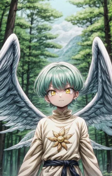 1 boy,more details in eyes,cute,looking at viewer, adorabel boy,cute face,details sky,handsome,young,juvenile, introvert,evil, ((masterpiece:1.4,best quality)),multiple details, eyeshadow,sfw,(full shoot:1.8),short hair, <lora:sariel_nanatsu_no_taizai:0.7>,lora:add_detail:0.8>, <lora:more_details:0.6>,(forest:1.4), standing,
sariel_nanatsu_no_taizai, yellow eyes,aqua hair,angel wings, <lora:眼睛双:0.8>, <lora:tangbohu-detailer_1.0:0.2>, <lora:depth:0.8>