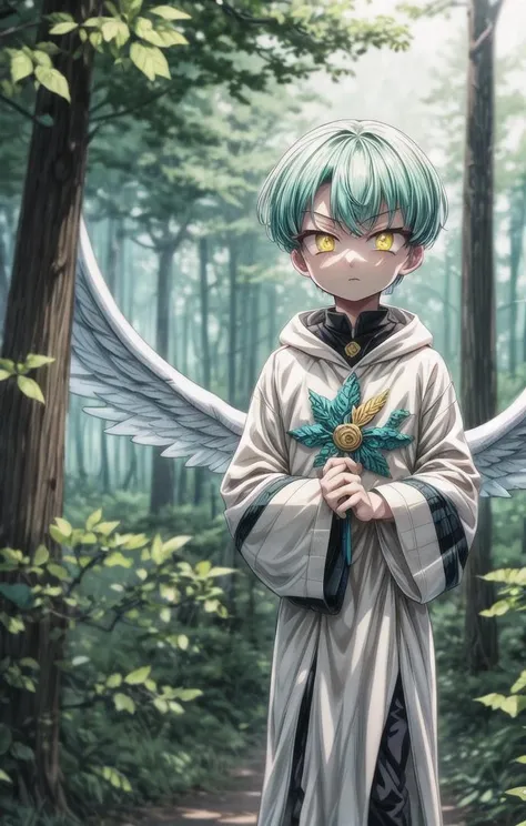 (1 boy:1.6),more details in eyes,cute,looking at viewer, adorabel boy,cute face,details sky,handsome,young,juvenile, introvert,evil,sadistic sneer, ((masterpiece:1.4,best quality)),multiple details, eyeshadow,sfw,(full shoot:1.8),(short hair:1.4), <lora:sariel_nanatsu_no_taizai:0.7>,lora:add_detail:0.8>, <lora:more_details:0.6>,(forest:1.4), standing, long white robe
sariel_nanatsu_no_taizai, yellow eyes,aqua hair, (angel wings:0.4), <lora:眼睛双:0.8>, <lora:tangbohu-detailer_1.0:0.2>, <lora:depth:0.5> <lora:lihui4JXK-b2-bf16-128-128-1-re1-ep3-768-DA-5015fix:0.3>