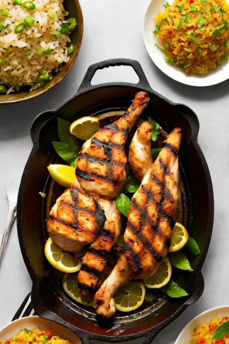 Juicy grilled chicken marinated in tangy citrus.,