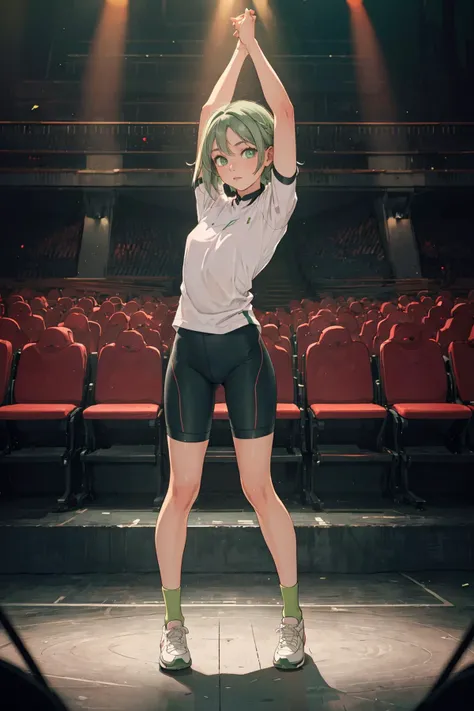 (depth of field:1.5),(full body shot:1.4),(high resolution:1.1) BREAK
(Rows of red plush seats stretch towards a darkened stage. A single spotlight illuminates the center, casting an air of anticipation for the upcoming performance.:1.3) BREAK
1girl,Knees on the floor holding onto a bar,(Tousled Top with Taper Fade:1.2),(Pastel Green eyes:1.3) BREAK
Cyclist set BREAK