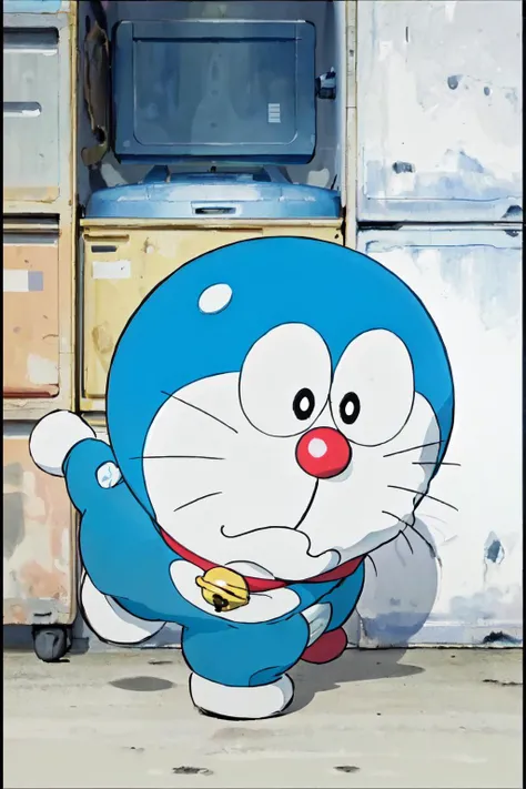 (best quality, masterpiece, RAW photo,ultra-detailed:1.2), <lyco:GoodHands-beta2:1.0>doraemon, solo,neck bell, jingle bell, full body,black eyes<lyco:doraemon-5:0.8> whiskers,random facial expressions,
random angle, random pose,