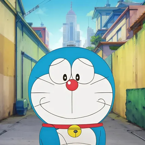 masterpiece,best quality,doraemon,<lora:doraemon-5:1>,skyscraper,1boy,