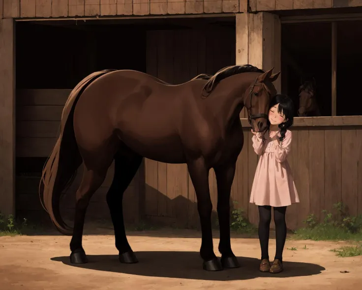 Girl having sex with horse, horse fucking girl, girl on all fours, horse with hard penis, anal sex, bestiality
