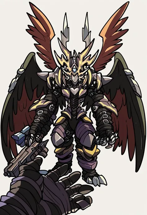 score_9, score_8_up, score_7_up, score_6_up, score_5_up, score_4_up, rating_safe,source_anime,godoacrime, chibi, pov,hand, holding gun,dexdoru chibi,dexdoru wings,dexdoru horns