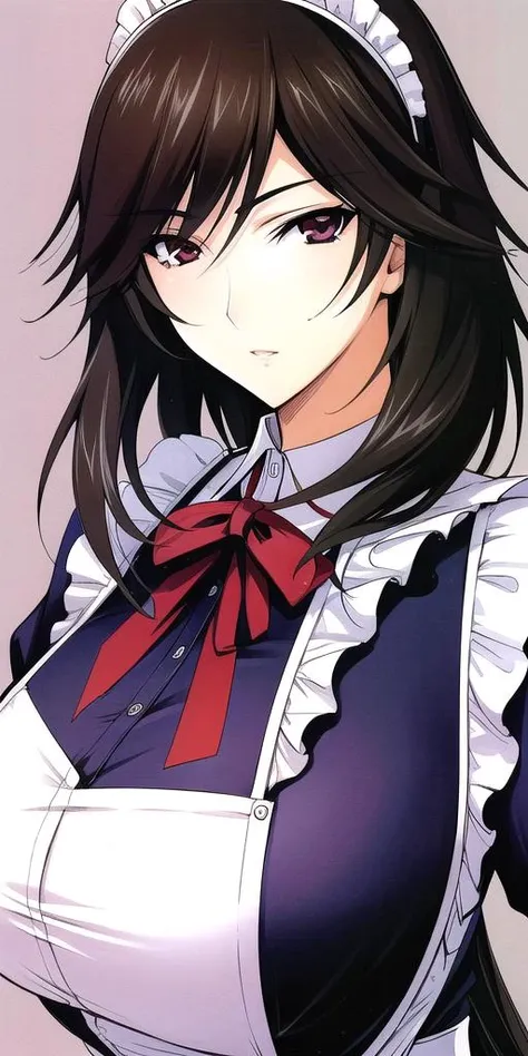 <lora:ChifuyuV3:0.7>, Orimura_Chifuyu, maid, huge_breasts, standing, solo,, masterpiece, best quality, detailed face, detailed eyes, highres,
