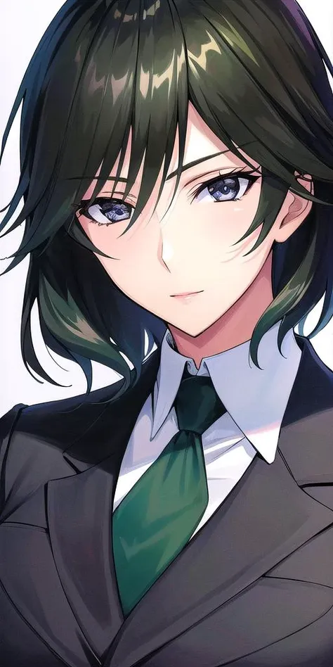 <lora:ChifuyuV5:0.7>, Orimura_Chifuyu, Black_skirt_suit_Black_pantyhose_Green_necktie, huge_breasts, standing, solo,, masterpiece, best quality, detailed face, detailed eyes, highres,