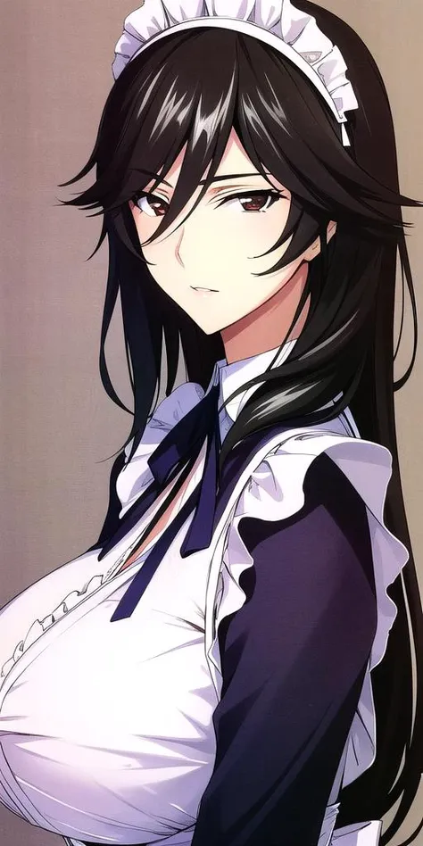 <lora:ChifuyuV5:0.7>, Orimura_Chifuyu, maid, huge_breasts, standing, solo,, masterpiece, best quality, detailed face, detailed eyes, highres,