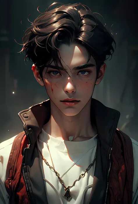 <lora:AIBloodMagic-20>,vampire,bloodmagic,fantasy,magical energy,blood,(ultra_realistic:1.3),(photorealistic:1.4),sharp focus,wild shot,1boy,yaoi,(a tall handsome male model, 20 Y.O.),(short black hair),male focus,(handsome muscular male),closed mouth,detailed eyes,(detailed shiny white skin texture),(detailed perfect handsome young face),(broad shoulders:1.2),narrow waist,