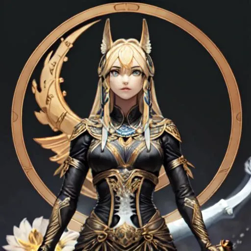 anubis,  <lora:fantasyCharacter_anubisV10:0.6>, Beautiful Art Style, 1girl, young woman, looking at viewer, sublime, gothic, showing indifference, firefighter costume, flower, blond hair, <lora:lumineGenshinImpact_lumineGenshinImpact:0.5>,  bone,  <lora:specialSkeletonStyle_v10:0.8>