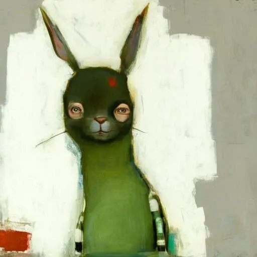 <lora:SDXL_style_by_Michele_Mikesell_Sa_May_v5:1> style by Michele Mikesell, a green rabbit