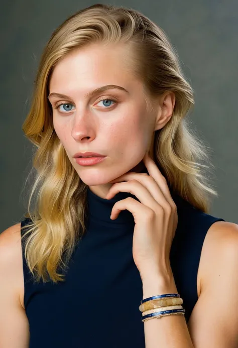 <lora:CharlotteCarmen_SDXL_v1.25-000057:1.25>
((ohwx woman)), (headshot:1.2) Timeless and refined studio headshot photography of an introspective individual, skillfully captured by the acclaimed photographer, Annie Leibovitz. The upper body shot presents the subject in a serene and contemplative pose, with a serene face and deeply introspective eyes. They are adorned in a simple yet refined navy blue blouse, featuring clean lines and muted tones that exude sophistication. air of elegance, while a delicate metal bracelet adds a subtle touch of understated detail. The subject is positioned against a serene landscape backdrop, encompassing tranquil water and minimalist architecture, which enhances the overall serene and tranquil atmosphere of the portrait. This portrait, executed with exceptional attention to detail and inspired by Hiroshi Sugimoto's photography style, showcases ultra-high detail and captures the subject's contemplative essence with a timeless and refined approach (photography by Annie Leibovitz:1.1).