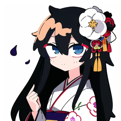 1girl, white background, bird, bangs, fu hua, solo, long hair, dove, simple background, hair ornament, japanese clothes, closed mouth, blue eyes, looking at viewer, hair flower, flower, kimono, hair between eyes, long sleeves, black hair, petals, white flower,<lora:tera_v1:1>