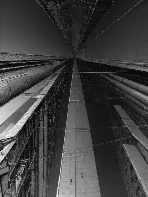 vast scenery, city, cables, tubes, dark, from above, deep horizon, (strong perspective:1.3), (best quality:1.3) <lora:blame5-000040:1>