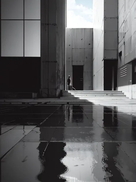 modern building concrete, design, light and shadow, photorealistic, 185mm f/1. 4 iso 100, cinematic 8k, cinematic hbo, crisp quality and light reflections, backlighting, colorgrading, post-processing, (Masterpiece:1.3)<lora:Blame!:1>