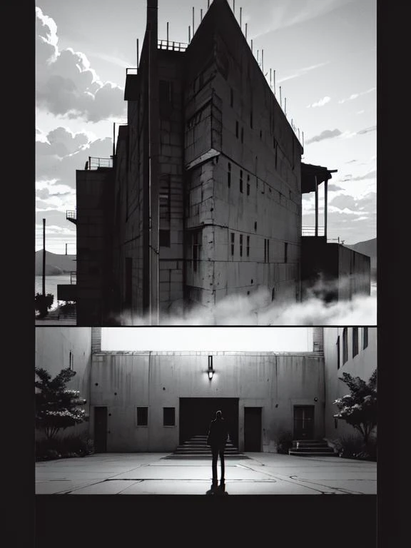 house facade , vast scenery, heavy black and white, dim light, photorealistic, 185mm f/1. 4 iso 100, cinematic 8k, cinematic hbo, crisp quality and light reflections, backlighting, colorgrading, post-processing, full hd, 8k ultra high definition real-time path tracing (Masterpiece:1.3)<lora:Blame!:1>