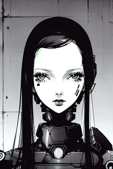 Anime girl with long black hair and black and white pictures, Junji Ito art, Berserker art style, Cyberpunk girl with red hair, art style by Kane Honmura, Joao Ruas, Junji Ito, eye-catching detail art style, highly detailed exquisite fan art, anime cyberpunk art, Queen of Blades, Junji Ito 4 K, cyberpunk ruins background