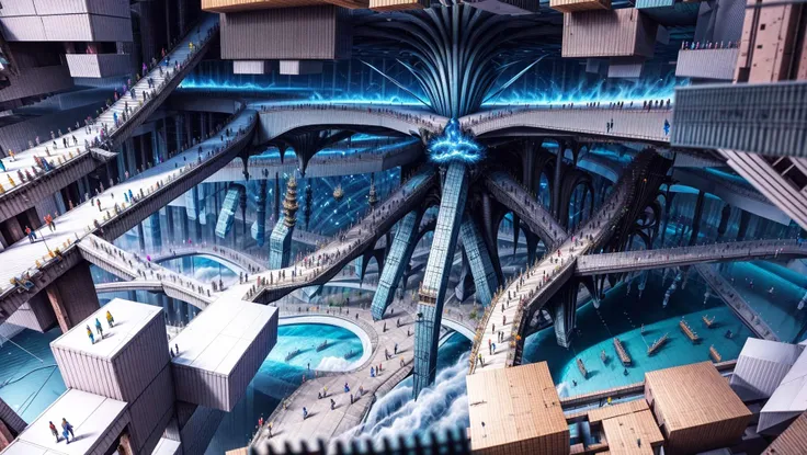masterpiece, bird's-eye view, detailed human body, (isometric:1.3),3X zoom, Detailed world, noise, chaos, contamination, rim light, Mega Structure, infinite floor, Organic shape, <lora:add_detail:1>, <lora:Blame!:1>