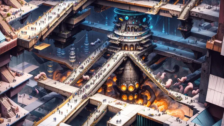 masterpiece, bird's-eye view, detailed human body, (isometric:1.3),3X zoom, (many Naked girls slaves), Detailed world, noise, chaos, contamination, rim light, Future City, Mega Structure, infinite floor<lora:add_detail:1>, <lora:Blame!:1>