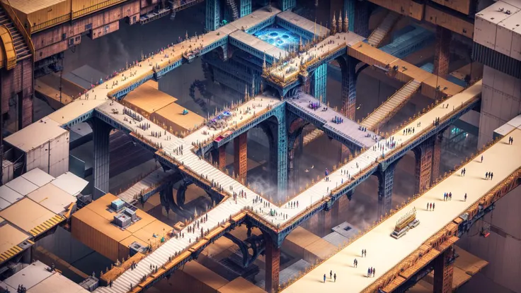 masterpiece, bird's-eye view, detailed human body, (isometric:1.3),3X zoom, Detailed world, noise, chaos, contamination, rim light, Mega Structure, infinite floor, Organic shape, <lora:add_detail:1>, <lora:Blame!:1>