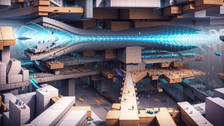 masterpiece, bird's-eye view, detailed human body, (isometric:1.3),3X zoom, Detailed world, noise, chaos, contamination, rim light, Mega Structure, infinite floor, Organic shape, <lora:add_detail:1>, <lora:Blame!:1>