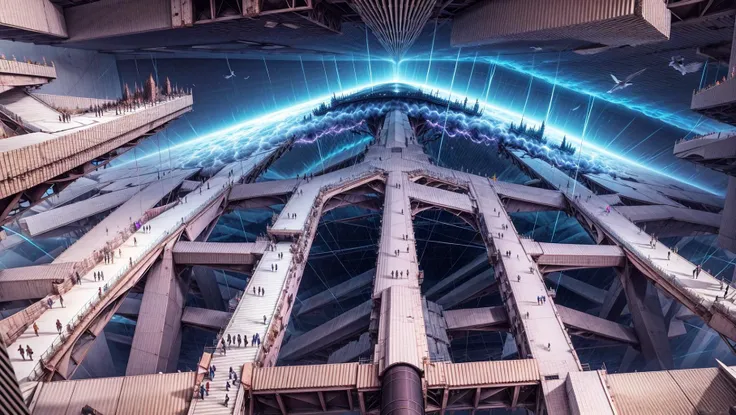 masterpiece, bird's-eye view, detailed human body, (isometric:1.3),3X zoom, Detailed world, noise, chaos, contamination, rim light, Mega Structure, infinite floor, Organic shape, <lora:add_detail:1>, <lora:Blame!:1>