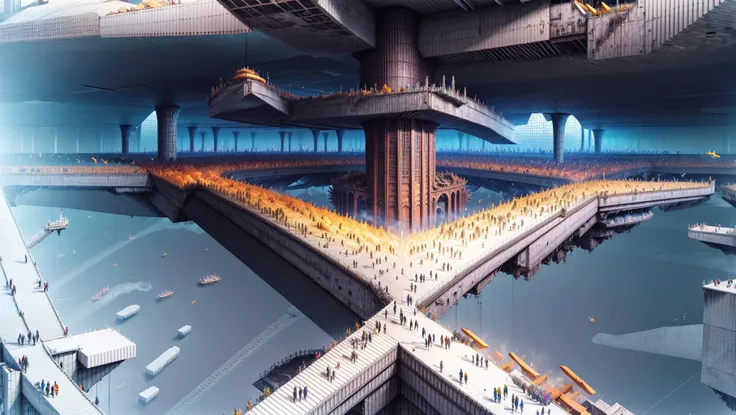 masterpiece, bird's-eye view, detailed human body, (isometric:1.3),3X zoom, Detailed world, noise, chaos, contamination, rim light, Mega Structure, infinite floor, Organic shape, <lora:add_detail:1>, <lora:Blame!:1>