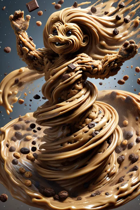 (cookie dough DonM3l3m3nt4lXL elemental:1.3), chocolate bits <lora:DonM3l3m3nt4lXL:1>, (masterpiece:1.2), best quality, (hyperdetailed, highest detailed:1.2), high resolution textures