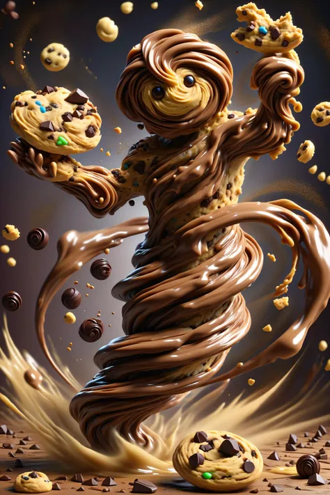 (cookie dough DonM3l3m3nt4lXL elemental:1.3), chocolate bits <lora:DonM3l3m3nt4lXL:1>, (masterpiece:1.2), best quality, colorful, (intricate details, hyperdetailed, highest detailed:1.2), high resolution textures, <lora:EnvyBetterHiresFixXL01:1>