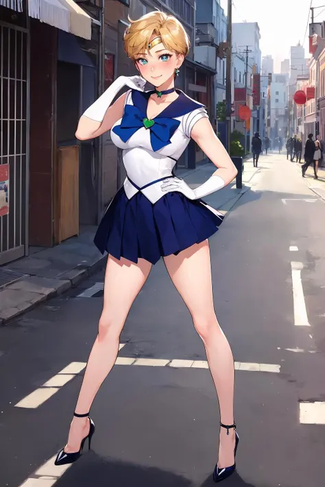 masterpiece, best quality, absurdres, perfect anatomy, 1girl,breasts,gloves,lips,solo,
sailor mercury,blue eyes,smuniform,mer1,tiara,sailor senshi uniform,masterpiece,absurdres,cowboy shot, dynamic posture, outdoor, city, 1girl,