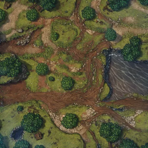 <lora:BattleMap:1> BattleMap for a forest with a river, ultra realistic 8k cg, HDR, beautiful detailed glow, perfect artwork, masterpiece, detailed