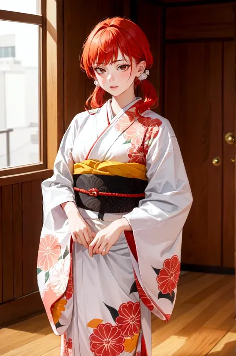 <lora:furisode v1.0:0.5> jyojifuku, furisode, kimono, hair ornament, long sleeves,, absurdres, ultra detailed, masterpiece, best quality, aesthetic, detailed,, solo, 1girl, red hair, orange eyes, amber eyes, swept bangs, parted bangs, <lora:LowTwintailsHelper:1> low twintails,
short hair, medium hair, small breasts, <lora:Tsurime3:1>, (tsurime:1.2),