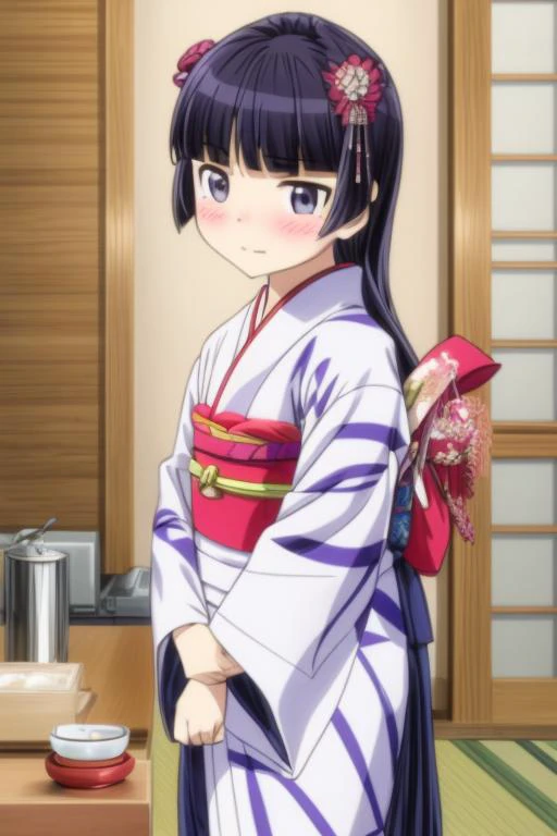 ultra-detailed,masterpiece,best quality,1girl,blush,shrine,jyojifuku, furisode, navy kimono, hair ornament, long sleeves,gokou ruri, black longhair<lora:furisode v1.0:0.7> <lora:Oreimo_gokou ruri:0.7> <lora:add_detail:1.4>