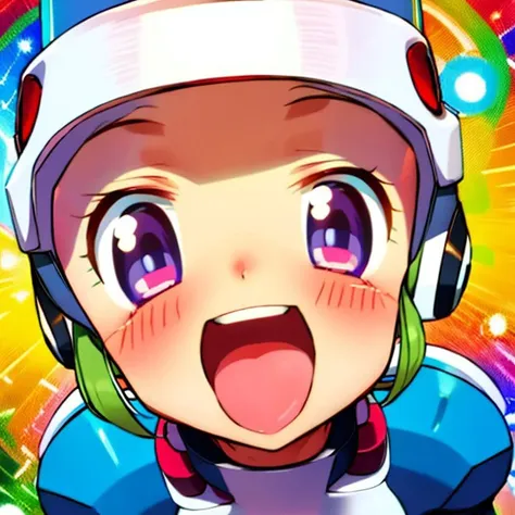 POV, looking at viewer, blush, smile, open mouth, upper teeth only, roll (mega man), <lora:1f7391a6-82e9-4193-b733-05cf78312adc:1.0>