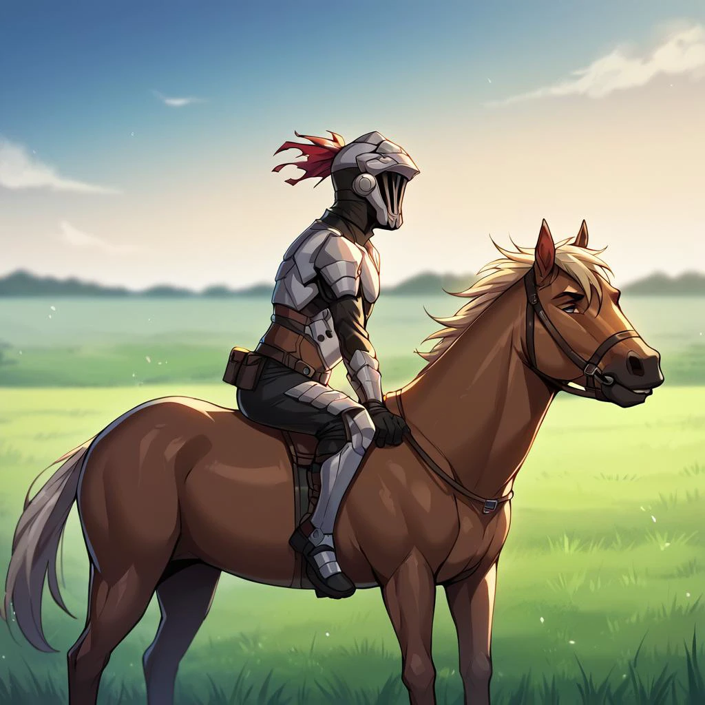 score_9, score_8_up, score_7_up, score_6_up,
BREAK 1boy, <lora:GS13:1> gs_slayer, helmet, visor \(armor\), armorm riding horse, horse, green field, night
