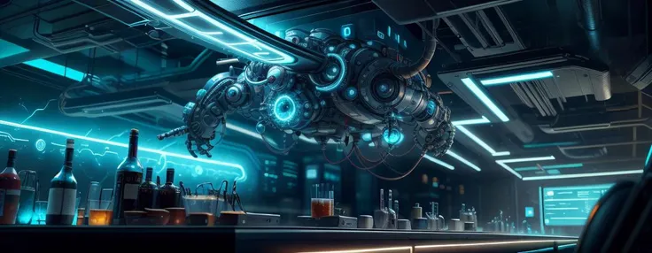 <lora:AntimatterTech-20:1> antitech, pure energy, atom, scifi,
bar Lounge,no humans