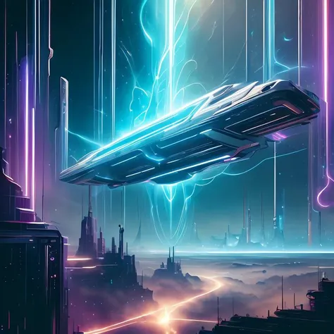 (masterpiece, top quality, best quality, official art, beautiful and aesthetic:1.2),AntiTech,pure energy,urban area, shop, convenience store, light particles, scifi, <lora:AntimatterTech-20:1>