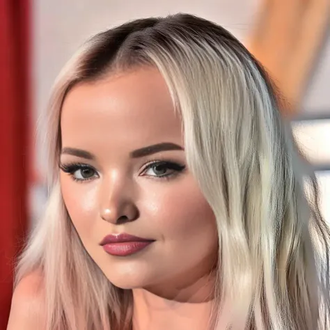 Dove Cameron Random posture, (raw photo,8k,photorealistic),(masterpiece, best quality),  8k,Fujifilm XT3,masterpiece, beautiful detailed face, beautiful detailed eyes, ultra realistic details, sharp focus, looking at viewer, detailed skin,on back, (a young girl, solo) ,detailed beautiful face, detailed perfect skin, (beautiful detailed eyes), extremely detailed, high res, best quality, (full body), 1girl, bare shoulders, blonde hair, long hair, best quality, jewelry, modern city, dress, see through, looking at viewer, solo, bokeh, professional light, detailed skin <lora:Dove Cameron:1>