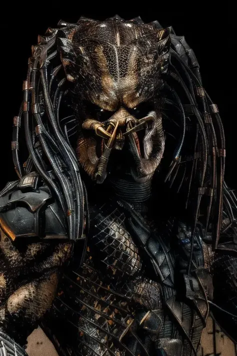 <lora:AwienPwedatow1:0.9>, dark scene, a ((close-up portrait)) of a Yautja predator with sharp teeth, detailed head and face, perfect teeth, perfect body, night, city street, mist, particles, serious, dark armosphere, detailed background, high quality, award winning , in the style of Jim Lee, Marvel Comics, <lora:jimLeeDCComicsMarvel_offset:1>