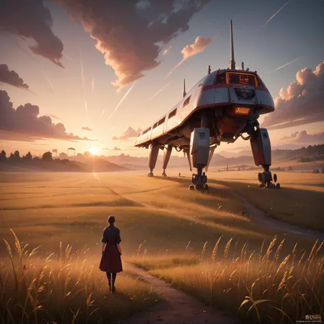 score_9, score_8_up, score_7_up, score_6_up, score_5_up, score_4_up, concept art, realistic, 1 girl, aesthetic ribbon trim, field of wheat, glowneon, yokozuwari, science fiction, <lora:glowneon_xl_v1:0.6>, volumetric lighting, depth of field, cinematic