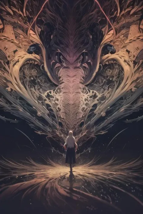 <lora:aurora-style-richy-v1:1>, aurorastyle, official art, unity 8k wallpaper, ultra detailed, beautiful and aesthetic, masterpiece, best quality, (zentangle, mandala, tangle, entangle), (fractal art:1.3), 1girl, extremely detailed, dynamic angle, cowboyshot, the most beautiful form of chaos, elegant, a brutalist designed, vivid colours, romanticism, by james jean, roby dwi antono, ross tran, francis bacon, michal mraz, adrian ghenie, petra cortright, gerhard richter, takato yamamoto, ashley wood, atmospheric, ecstasy of musical notes, streaming musical notes visible,