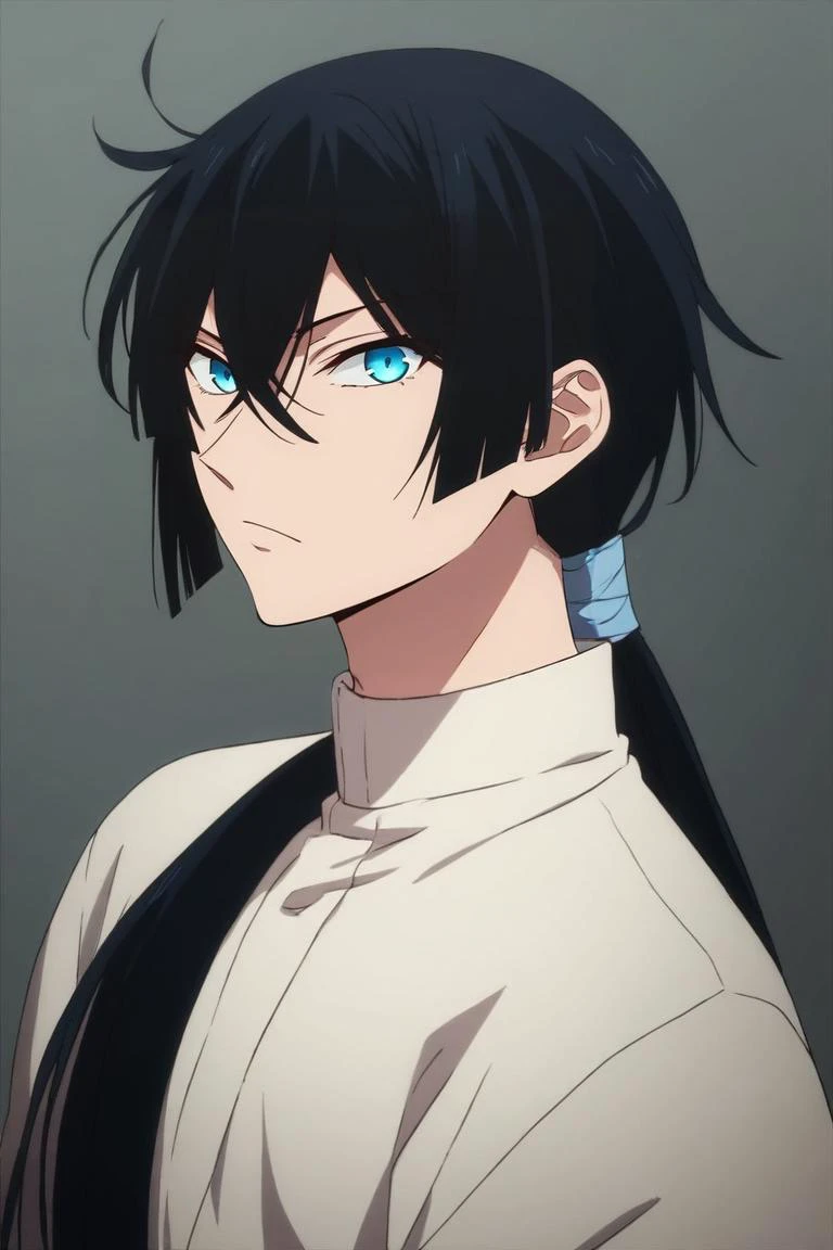score_9, score_8_up, score_7_up, source_anime, rating_safe, , semi-realistic, looking at viewer, upper body, , 1boy, solo, male focus, <lora:vanitas_no_karte_pony:0.74>, vanitas_no_karte, black hair, blue eyes, long hair, ponytail, low ponytail, , , , <lora:sdxl_lightning_8step_lora:1>