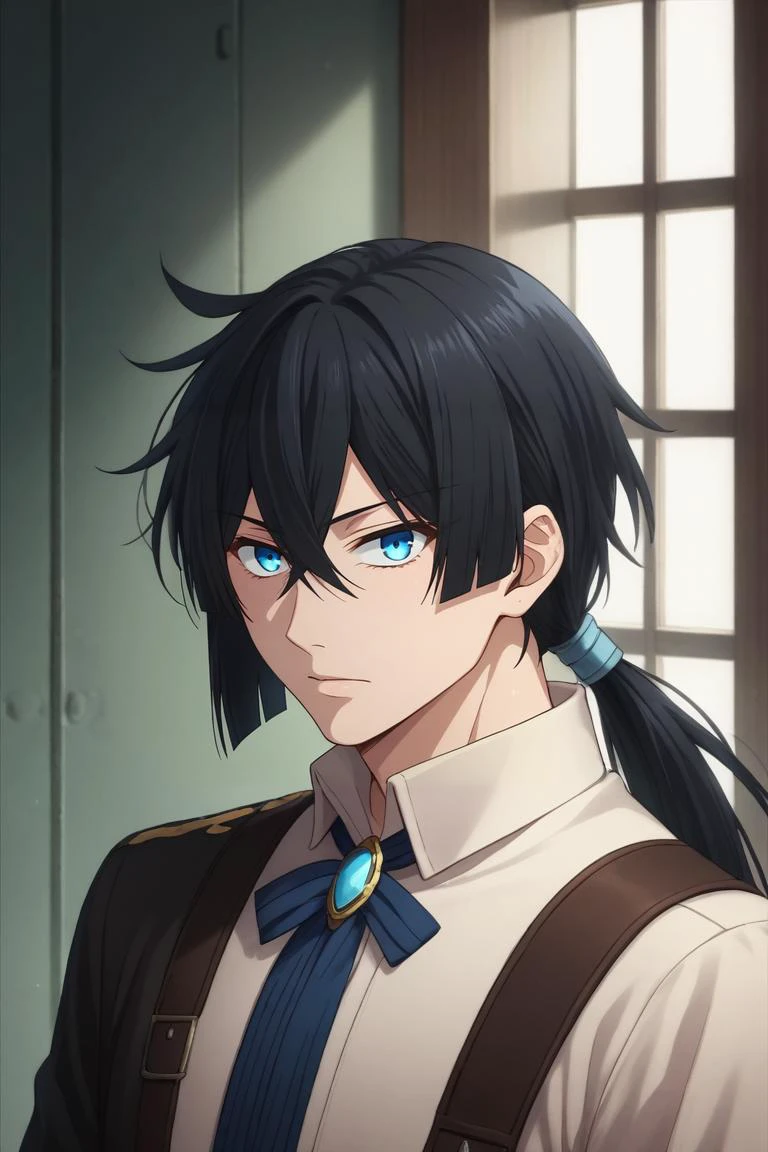 score_9, score_8_up, score_7_up, source_anime, rating_safe, intricate details, , , , , 1boy, solo, male focus, <lora:vanitas_no_karte_pony:0.78>, vanitas_no_karte, black hair, blue eyes, long hair, ponytail, low ponytail, ,, military science fiction, , <lora:sdxl_lightning_8step_lora:1>