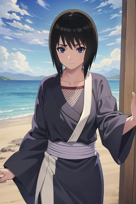 kunoichishizune, <lora:kunoichi shizune-lora-nochekaiser:1>,
shizune, short hair, black hair, (black eyes:1.3),
BREAK long sleeves, collarbone, japanese clothes, fishnets,
BREAK outdoors, forest, nature, trees, grass, sky, clouds, sun,
BREAK looking at viewer, (cowboy shot:1.5),
BREAK <lyco:GoodHands-beta2:1>, (masterpiece:1.2), best quality, high resolution, unity 8k wallpaper, (illustration:0.8), (beautiful detailed eyes:1.6), extremely detailed face, perfect lighting, extremely detailed CG, (perfect hands, perfect anatomy),
