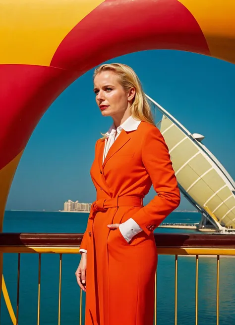 portrait of sks woman in Dubai, at the Palm Jumeirah, by Flora Borsi, style by Flora Borsi, bold, bright colours, ((Flora Borsi)), by Annie Leibovitz, <lora:locon_emilywatson_v1_from_v1_64_32:1>