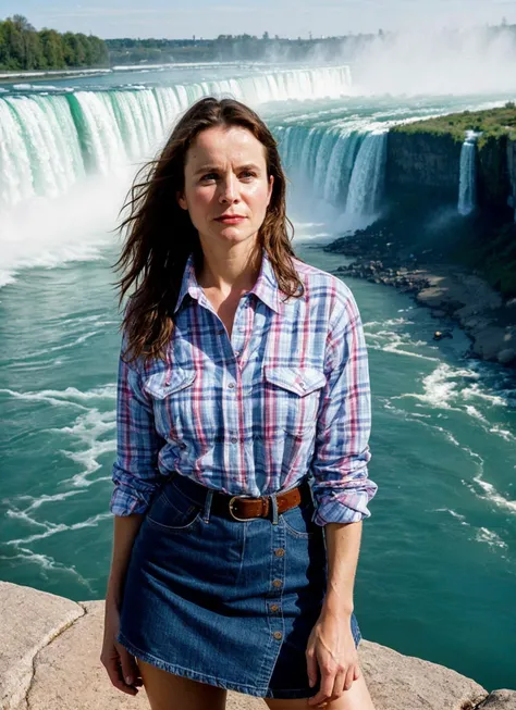 portrait of sks woman at the niagara falls, by Flora Borsi, style by Flora Borsi, bold, bright colours, ((Flora Borsi)), by Ansel Adams, <lora:locon_mollyparker_v1_from_v1_64_32:1>